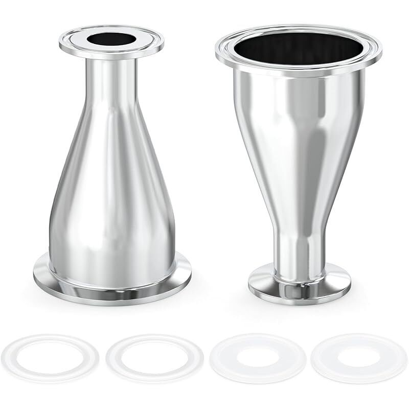 Zweiteiliger Hygienischer Reduzierer Aus Edelstahl 304, Dreifachklemm-ausführung, Für Rohre Mit Einem Außendurchmesser Von 2" Bis 1" (51 Mm X 25 Mm).