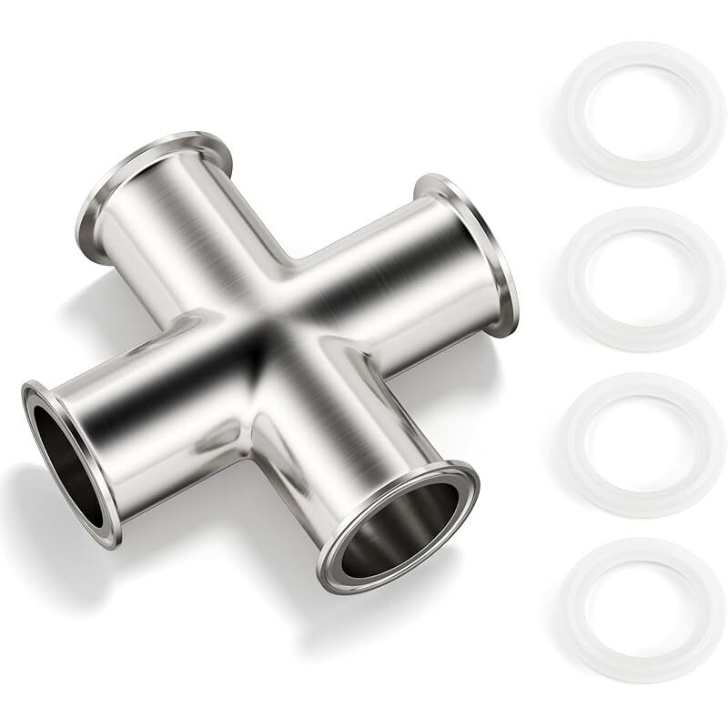 4-wege-schlauchschelle, Geeignet Für Rohre Mit 1-1/2" Außendurchmesser. Hygienischer Anschluss Aus Edelstahl 304. 1,5"-tri-clamp-anschluss. 50,5-mm-klemmringflansch.