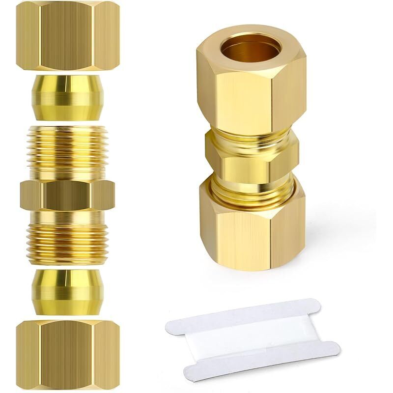 2 Messing-klemmringverschraubungen, 8 Mm Außendurchmesser X 8 Mm Außendurchmesser, Gerade Klemmringverschraubung (innengewinde)