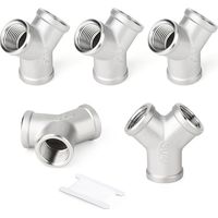 5 Stück 1/2" Bsp Innengewinde 304 Edelstahl 3-wege Y-förmige T-rohrverbinder