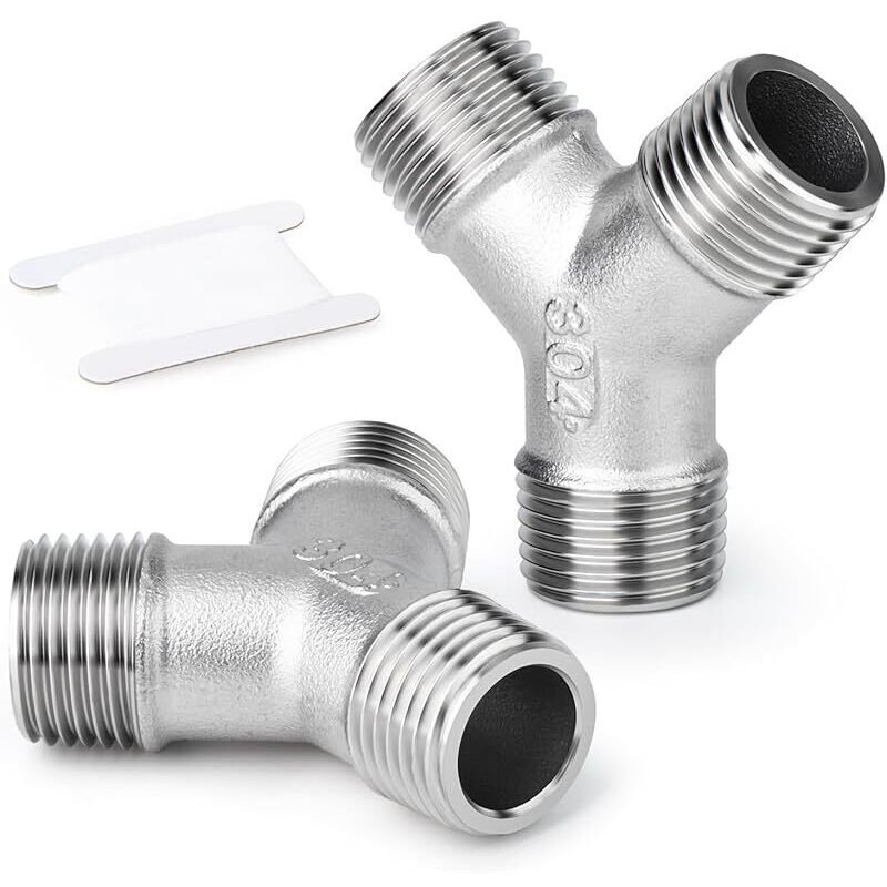 2 Stück 3/8" Bsp 304 Edelstahl 3-wege-y-verschraubungen Mit Außengewinde Für Wasser/öl/gas