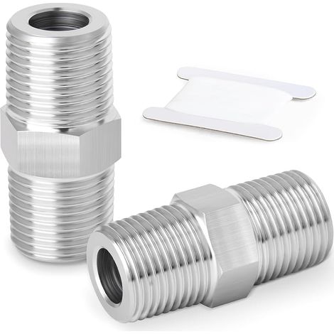 2 Stück Sechskant-rohrverschraubungen Aus Edelstahl 304, Gerader Adapter Für 1/2"-bsp-außengewinde X 1/2"-bsp-außengewinde