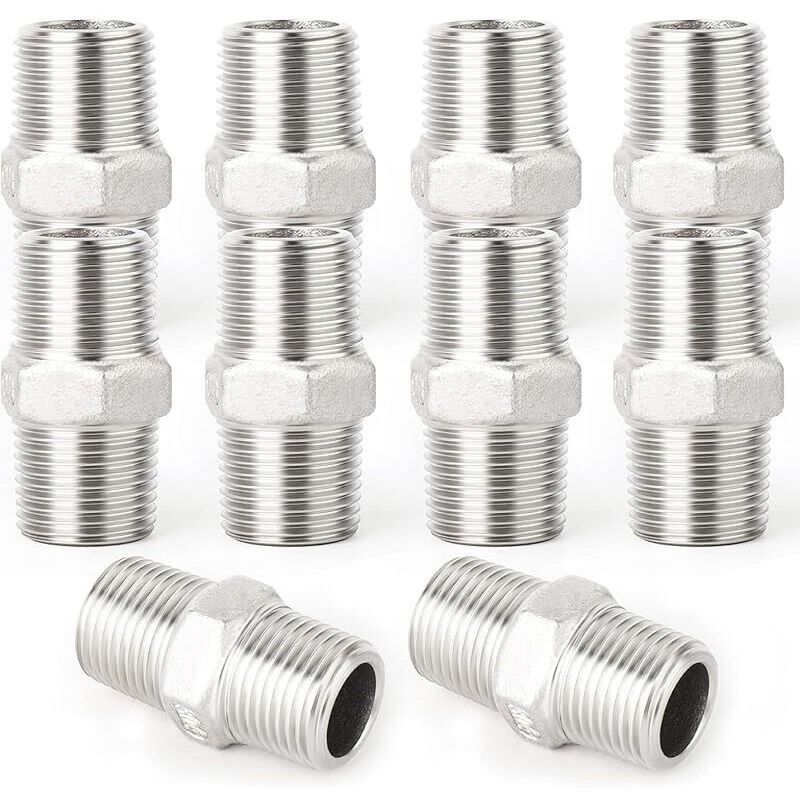 10 Stück Sechskant-rohrverschraubungen Aus Edelstahl 304, 1/4"-außengewinde Bsp Auf 1/4"-außengewinde, Gerader Adapter