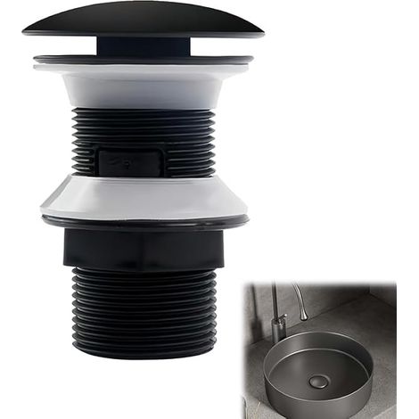 Universeller Pop-up-waschbeckenablauf, Klick-klack-system Für Waschbecken Und Spülen, Einfache Installation, Maximale Wasserdichtigkeit, Modernes Design Für Bad Und Gewerbe, Mattschwarz