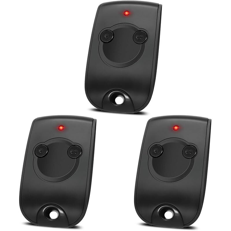 3 Ersatzfernbedienungen Für Türen Som-1841026, Fernbedienung Mit Variablem Code, 2 Kanäle, 433,42 Mhz, Schwarz (zusätzliche Batterien Enthalten).