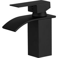 Waschbeckenarmatur Mit Wasserfallauslauf, Einhebel-waschtischarmatur, Edelstahl, Mattschwarz
