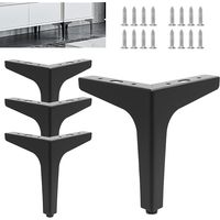 Set Mit 4 Metallmöbelfüßen - 10 Cm/15 Cm Hoch - Moderne Dreieckige Metallmöbelfüße Für Schränke, Tv-ständer, Schubladen (15 Cm, Schwarz)