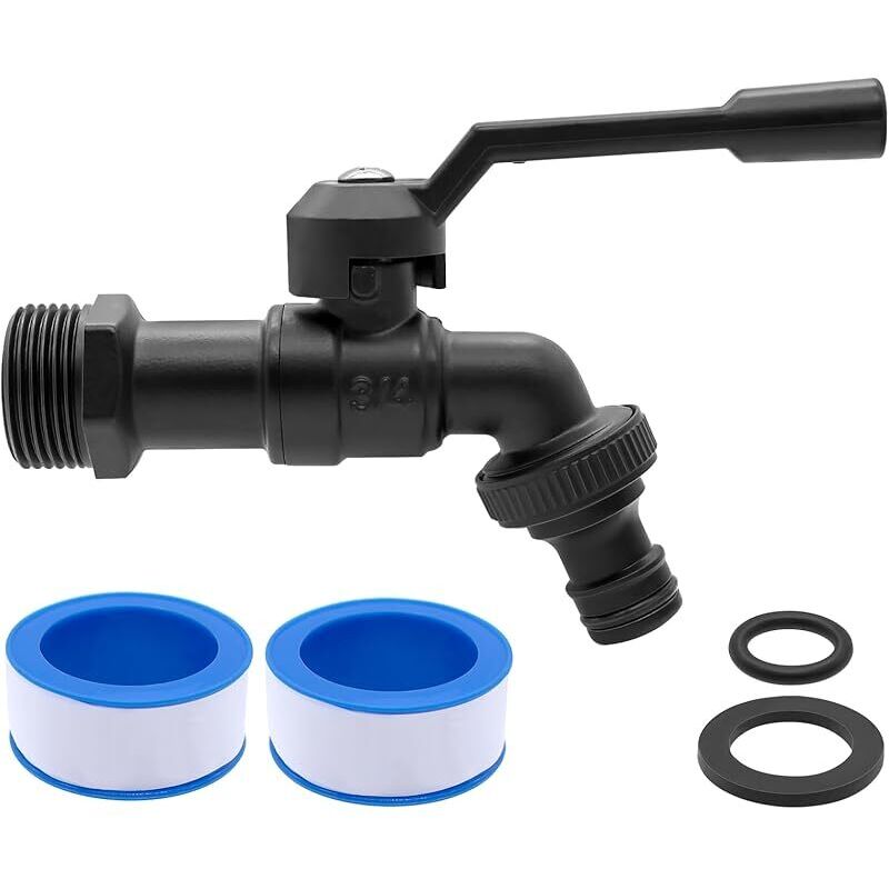 3/4"-gartenarmatur Aus Messing – Frostbeständig (20 °c) – Hitzebeständig (120 °c) – Mit Schlauchanschlüssen – Schwarz