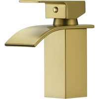 Wasserfall-waschtischarmatur, Einhebel-waschtischmischer, Wohnmobil-waschtischarmatur, Edelstahl, Gebürstete Goldoberfläche