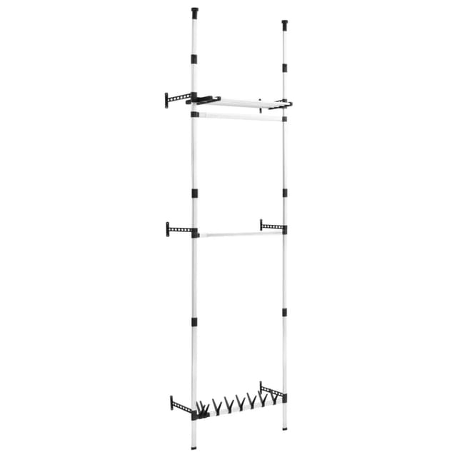 vidaXL Teleskop-Garderobe mit Stangen und Regal Aluminium 321114