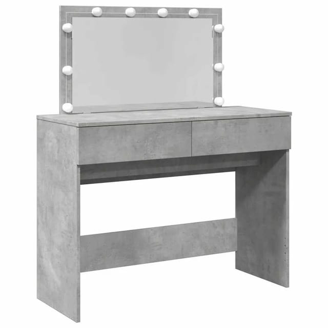 vidaXL Schminktisch mit LED-Beleuchtung Betongrau 100x40x120 cm 848209