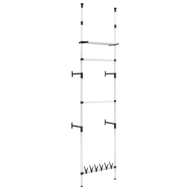 vidaXL Teleskop-Garderobe mit Stangen und Regal Aluminium 321107