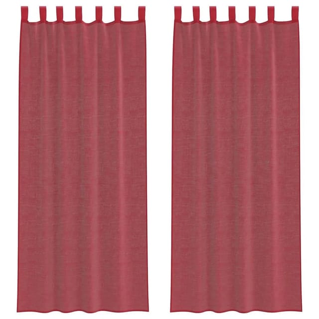 vidaXL Voile Vorhänge mit Stangentaschen 2 Stk Weinrot 4102250