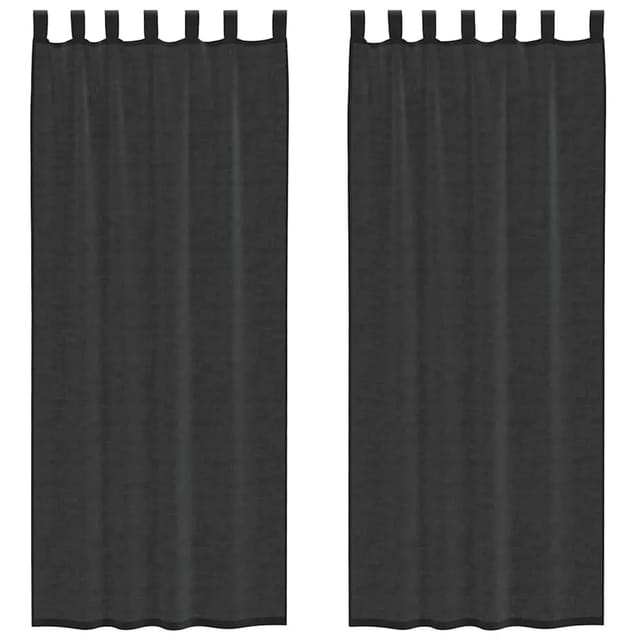 vidaXL Voile Vorhänge mit Lasche 2 Stk Schwarz 4102260