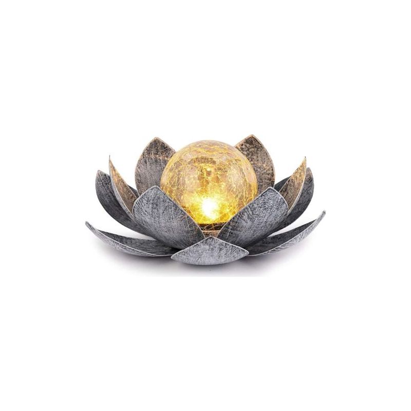 Age Ersandy – Dekorative Lotus-solarleuchte Aus Gehärtetem Glas – Ip55 Wasserdichte Led-beleuchtung – Einfache, Werkzeuglose Montage – Für Wege Und Terrassen