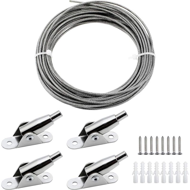 Age 2 Mm X 10 M Pvc-ummanteltes Edelstahlseil Zum Aufhängen Von Fotos, Kleidung, Lampen Und Vorhängen, Inklusive Befestigungsschrauben, Max. Traglast 30 Kg