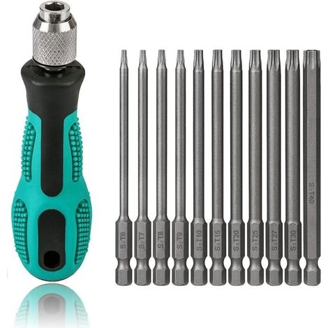 11-teiliges Torx-schraubendreher-set, 100 Mm – S2-stahl – Magnetische Bits T6-t40 – Kompatibel Mit Elektroschraubern Und Bohrmaschinen