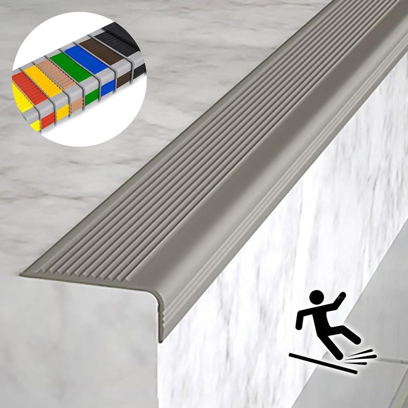 Bleosan – Rutschfeste Treppenkantenschutzleiste – Selbstklebender, Schwer Entflammbarer Gummi – Wasserdicht – Für Treppen Im Innen- Und Außenbereich