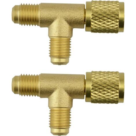Set Aus 2 Schnellkupplungs-t-stücken, Sae 1/4'' Ventil-t-adaptern Mit Drehgelenkanschluss, Kompatibel Mit Tiefvakuumpumpenverteilern Der Kaliber R22, R12 Und R134.