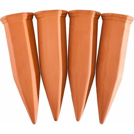 Gießtrichter Aus Ton, 4er-set Bewässerungszubehör, Für 1-liter-kunststoff- Oder Weinflaschen, Terrakotta, 4,8 X 17,4 Cm