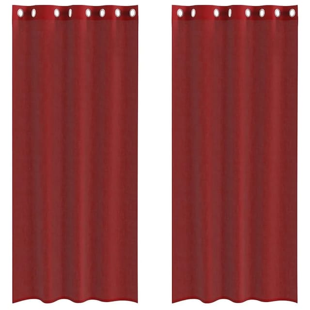 vidaXL Voile Vorhänge mit Ösen 2 Stk Weinrot 4102157