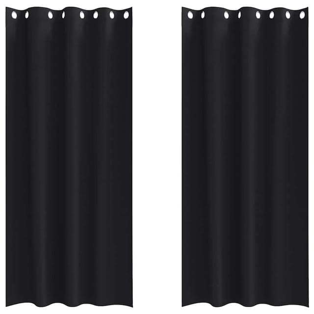 vidaXL Verdunkelungs-Vorhänge mit Ringen Schwarz Polyester 4107322