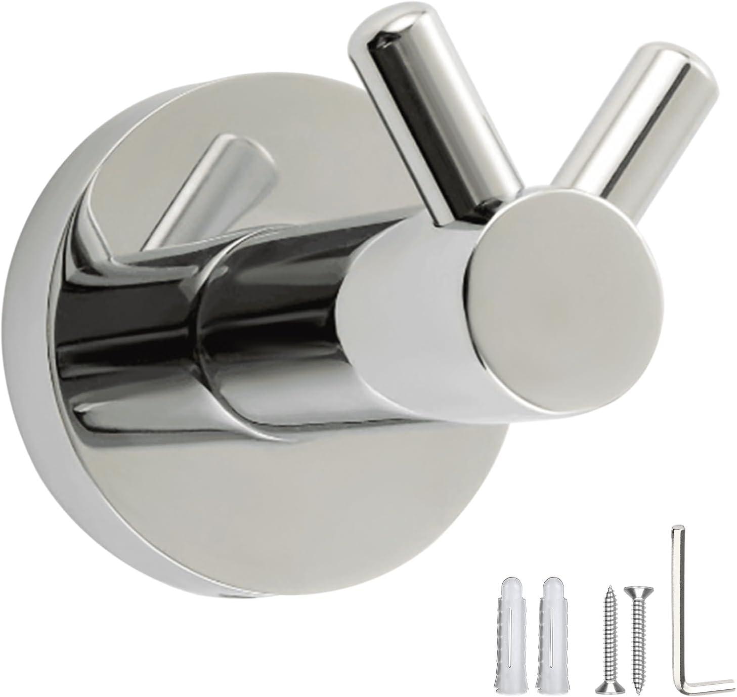 Ccykxa Porte-manteau Mural Double Cornes En Inox Chromé Brillant - Support Murale À Percer 15kg - Pour Salle De Bain, Cuisine, Entrée - Design Élégant Sans Rayures Crochet Pour Peignoir