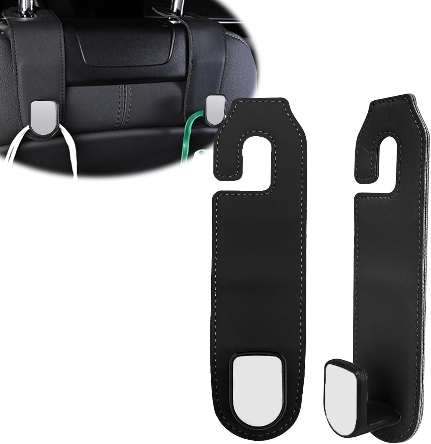 Ccykxa Lot De 2 Crochets Universels Pour Siège De Voiture - Crochets De Rangement Pour Appuie-tête De Siège Arrière - Crochets Pour Sac À Main, Manteaux (noir)
