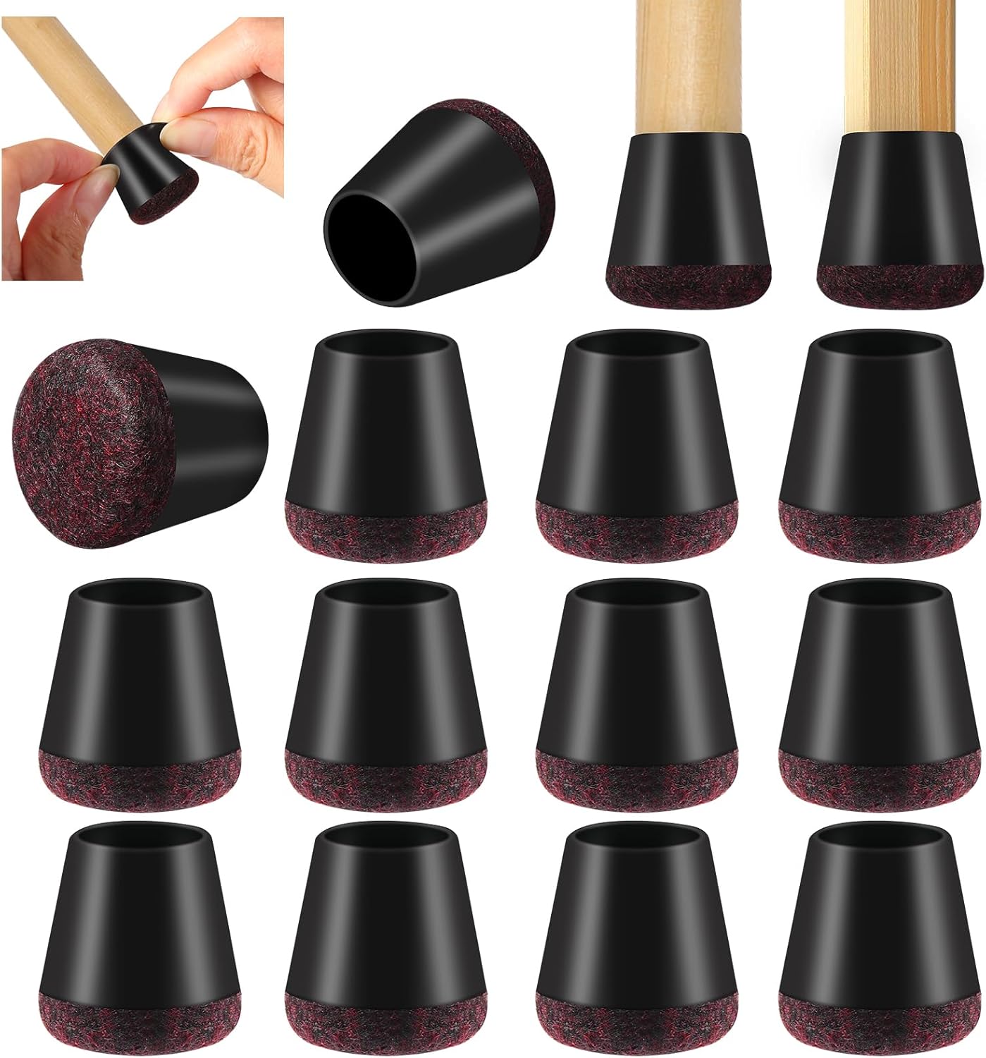 Ccykxa Patins Pour Chaises, Protection Pied De Chaise En Silicone, 16 Pcs Protege Pied De Chaise Avec Tampon Feutré, Capuchons Antidérapants Pour Sols En Bois, Réduire Bruit Et Rayures (14 Mm-20 Mm)
