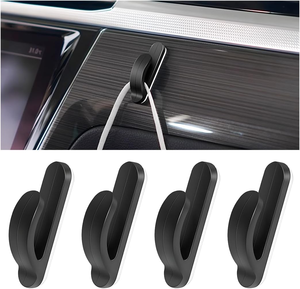 Ccykxa 4 Pièce Crochet D'Appui-tête De Support De Voiture, Crochets De Rangement Pour Appuie-tête De Siège Arrière, Mini Crochets Auto-adhésif De Voiture Pour Dashboard, Accessoires De Voiture