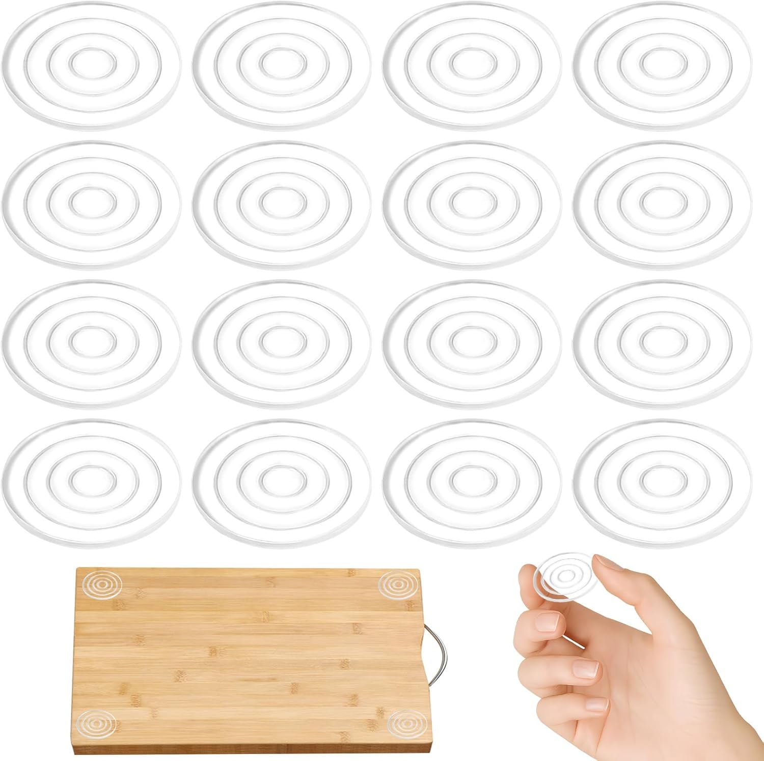 Ccykxa Lot De 16 Patins En Silicone De 4 Cm (1,6 Pouce) Pour Pieds De Table, Pieds En Caoutchouc Pour Planches À Découper, Pieds En Silicone Auto-adhésifs, Installation Facile Sans Vis, Patins Antidér