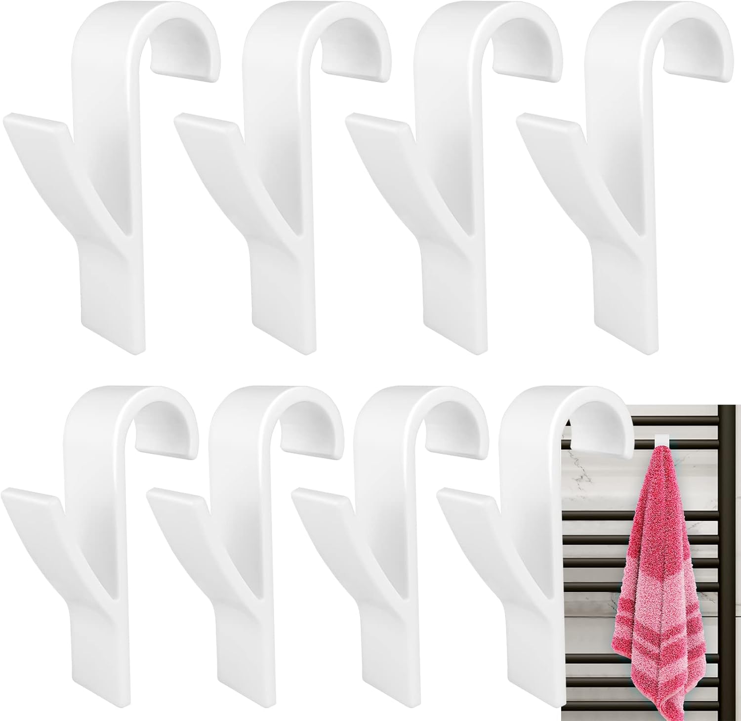 Ccykxa (blanc)8 Pcs Crochet Radiateur Rond, Crochet À Serviettes Blanc, Crochet Serviette Salle De Bain, Crochet Radiateur Seche Serviette, Patere Seche Serviette,tous Les Radiateurs Standards, Amovib