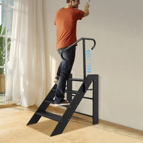 4 Stufen Klappbare Treppe Mit Verstellbarer Schwimmbad Treppe, Maximales Gewicht 110 Kg, 72,5 106,3 Cm