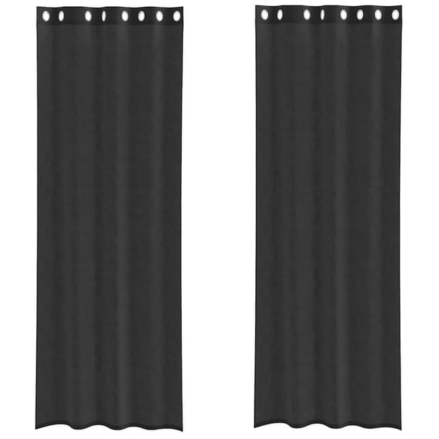 vidaXL Voile Vorhänge mit Ösen 2 Stk Schwarz 140x300 cm 4102064