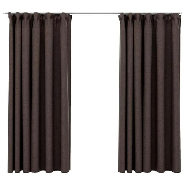 vidaXL Verdunkelungsvorhänge Haken Leinenoptik 2 Stk Taupe 140x175 cm 321204