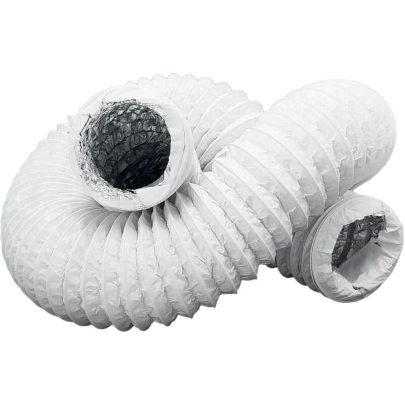 Flexibler Abluftschlauch - Mit Aluminium - Pvc-isolierung - Flexibler Schlauch - Entlüftungsöffnung - Für Klimaanlagen, Wäschetrockner (weiß, Ø 150 Mm - 6 M)