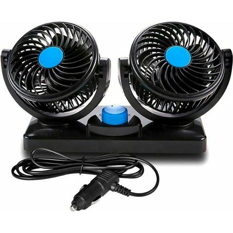Lan 12v-autolüfter Mit Zwei Drehbaren Köpfen, Leise, 360°-drehung, 2 Einstellbare Geschwindigkeiten, Doppel-autolüfter Mit Zigarettenanzünderstecker
