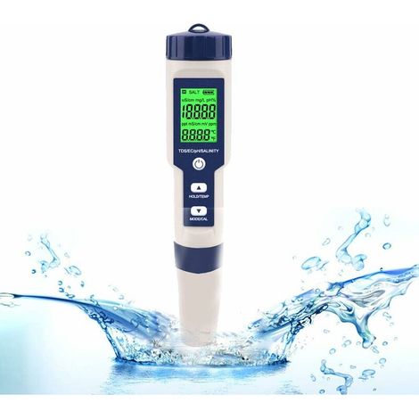 Elektronisches Ph-meter Von Lan, 5-in-1-taschenthermometer Zur Messung Von Ph-wert, Ec-wert, Salzgehalt Und Tds-wert Für Haushalt, Schwimmbad Und Aquarium