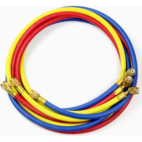 Lan 60" Klimaanlagen-kältemittel-füllschlauch Für R134a, R12, R22, R502, (600-3000) Psi Ac Fluorid-füllrohr 1/4" Sae-bördelgewinde (dreifarbig)