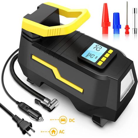 Lan 150psi Tragbarer Elektrischer Luftkompressor, Digitale Luftpumpe, Mini-fahrradpumpe (12 V Dc Und 220 V Ac) Mit Led-licht Und Lcd-display Für Autos, Fahrräder, Motorräder, Bälle Usw. – Schwarz