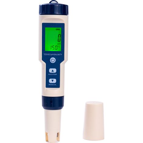 Lan 5-in-1 Elektronisches Ph-meter Mit Tds-, Ec-, Salzgehalts-, Temperatur- Und Ph-wert-messung - Hochpräzises, Wasserdichtes Ip67-multiparameter-messgerät Mit Automatischer Temperaturkompensation