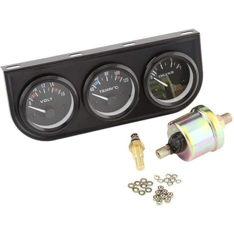 Lan Triple 52mm In 1 Gauge: Voltmeter, Wassertemperaturanzeige Und Öldruckanzeige Mit Sensor, Kompatibel Mit Lkws Und Pkws.