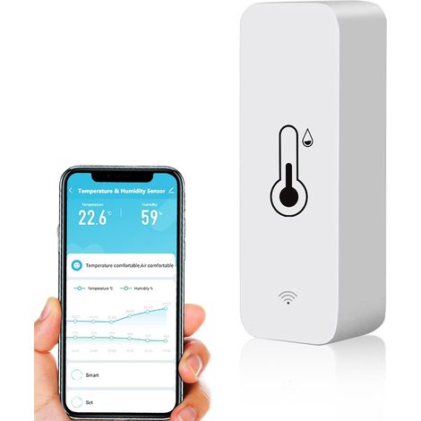 Wlan-fähiges Smart-thermometer, Digitaler Mini-sensor Für Temperatur Und Luftfeuchtigkeit Im Innenbereich, Umgebungstemperatur- Und Feuchtigkeitssensor Für Keller Und Gewächshaus, Kompatibel Mit Alexa