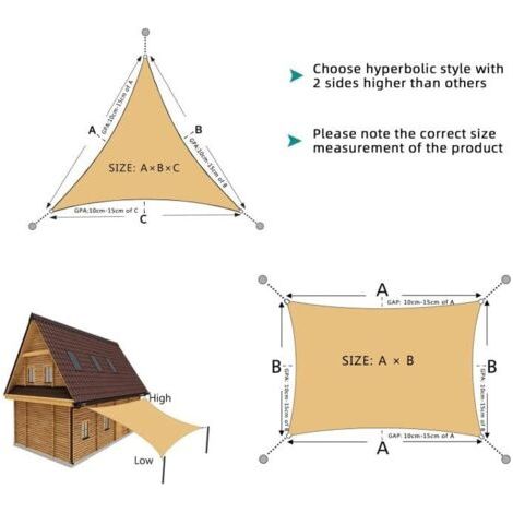 Lan – Rechteckiges Sonnensegel 3 X 4 M – Wasserdichtes Gewebe (160 G/m²) – 95 % Uv-schutz – Einfache Montage Mit Edelstahlringen