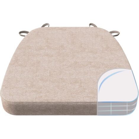 Lan D-förmige Stuhlkissen, 5 Cm Dick, Mit Bändern Und Abnehmbarem, Maschinenwaschbarem Bezug, 43 X 40 Cm, Beige