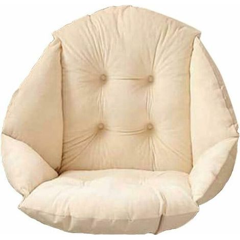 Lan Stuhlkissen 40 X 40 X 48 Cm Mit Rückenlehne, Schalensitz, Weichem Samt, Elastisch, Wasserdicht, Für Rattan- Und Strohstühle, Gartenstühle, Beige