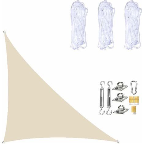 Lan Wasserdichtes Sonnensegel 3×4×5 Meter, Rechtwinkliges Dreieck, Sonnenschutzgewebe Mit Befestigungsmaterial Für Garten, Terrasse Und Pflanzen, Beige
