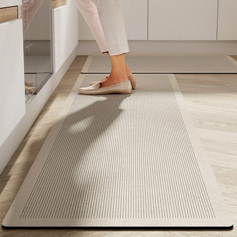 Lan Küchenmatte Mit Horizontaler Textur, Lang Und Flach, 4020 Cm (diatomeenerde), Leicht Zu Reinigen, Waschbar, Aus Kieselgur, Saugfähig Und Rutschfest.