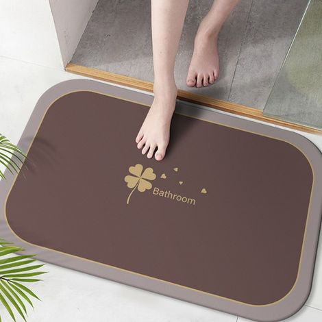 Lan Ephemere Vierblättrige Pflanze – Bitterkaffeebraun 4060 Cm (kieselgur) Kieselgur-fußmatte, Rutschfeste Badezimmermatte, Strapazierfähige Wc-matte Und Abs
