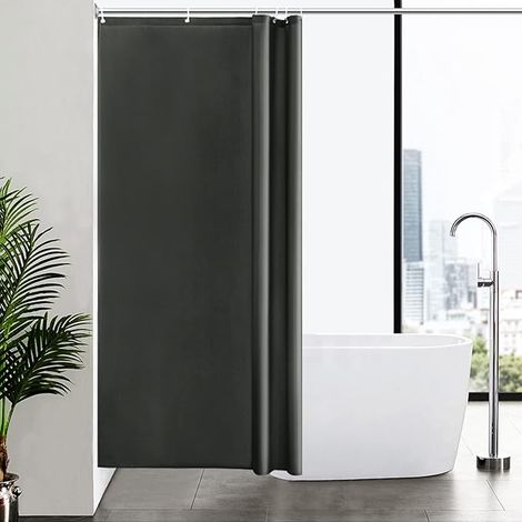 Kleiner, Dunkelgrauer Duschvorhang Aus Waschbarem, Wasserdichtem Dacron-gewebe, Schimmelresistent, Mit 6 Haken, 100 X 200 Cm, Für Badewanne